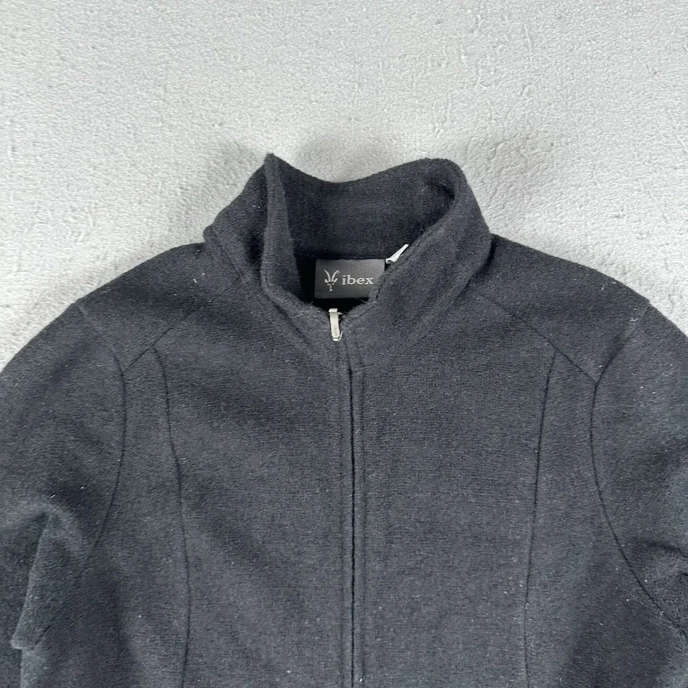 Ibex Jacket Womens Small Black BACKBAY Zque Merino Wool Tunic Full Zip Mock Neck